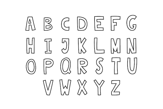 Whimsical Alphabet of Playful Handwritten Letters in Black and White ...