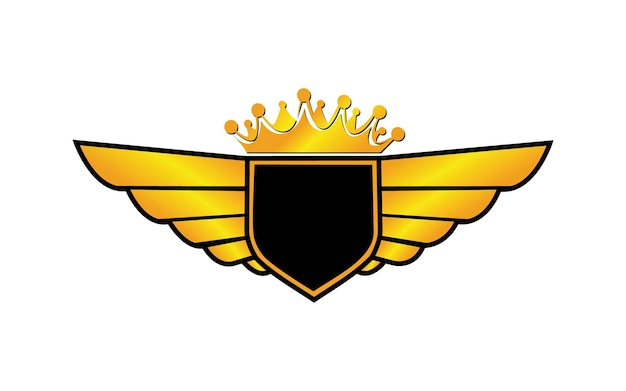 Majestic Golden Wings and Crown Emblem with Shield | Jiffy Designs