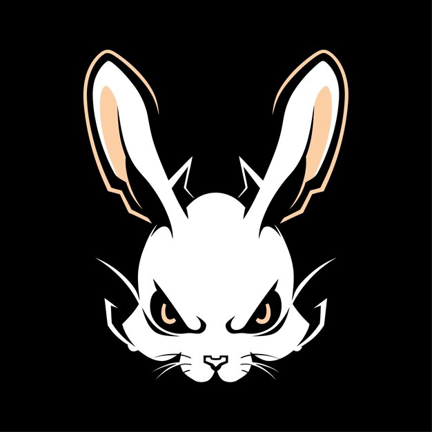 Fierce Rabbit Silhouette with Piercing Eyes on Black | Jiffy Designs