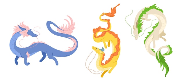 Vibrant Mythical Creature Illustrations with Diverse Color Palettes ...