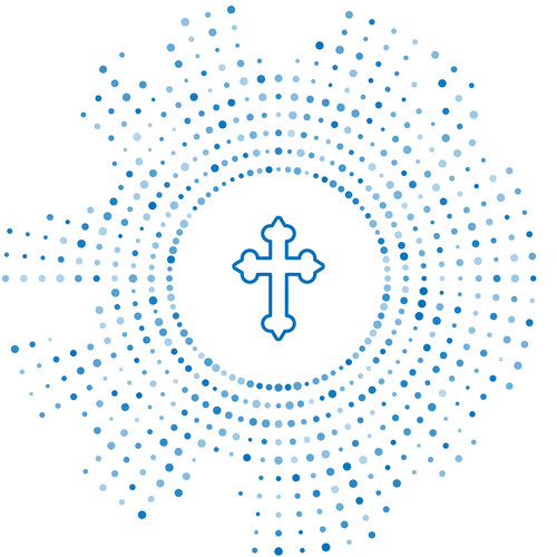 Blue Line Christian Cross Icon Isolated On White Background. Church ...