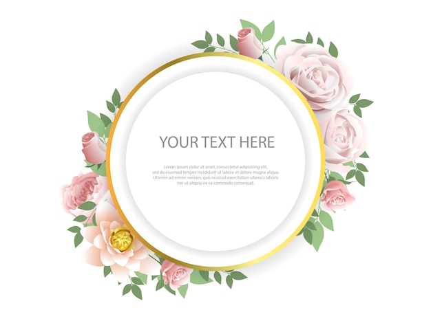 Elegant Floral Frame with Delicate Pink Roses and Greenery | Jiffy Designs