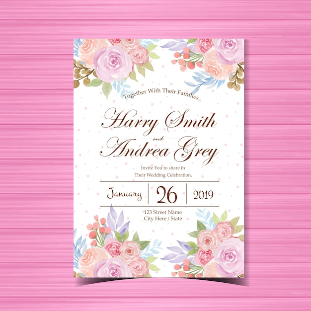 Elegant Floral Wedding Invitation with Pink and White Roses | Jiffy Designs