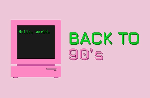 Retro Pink Computer Screen Displaying 90s Nostalgia Message | Jiffy Designs