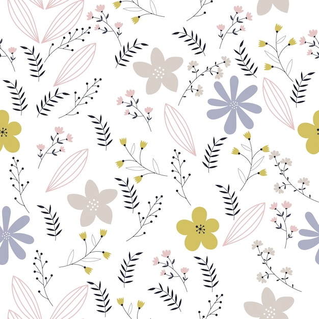 Delicate Floral Pattern with Pastel Tones and Foliage | Jiffy Designs
