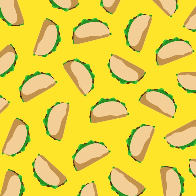 Delightful Taco Pattern on Vibrant Yellow Background | Jiffy Designs