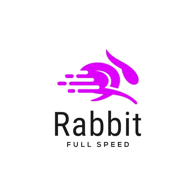 Stylized Purple Rabbit Logo with Speed Lines | Jiffy Designs