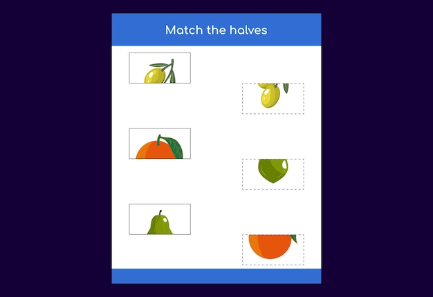 Vibrant Fruit Collection: Match the Halves | Jiffy Designs