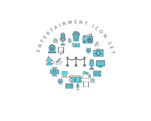 Diverse Collection of Entertainment-Themed Icons for Versatile ...
