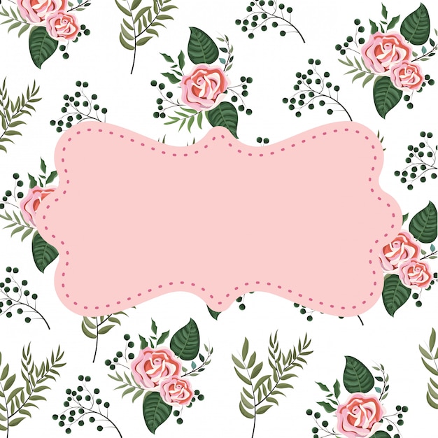 Elegant Floral Frame with Pink Roses and Lush Greenery | Jiffy Designs