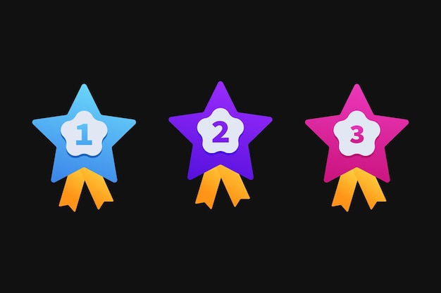 Vibrant Star-Shaped Badges with Numbered Ranking | Jiffy Designs