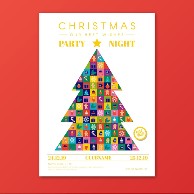 Vibrant Christmas Party Tree with Festive Shapes and Patterns | Jiffy ...
