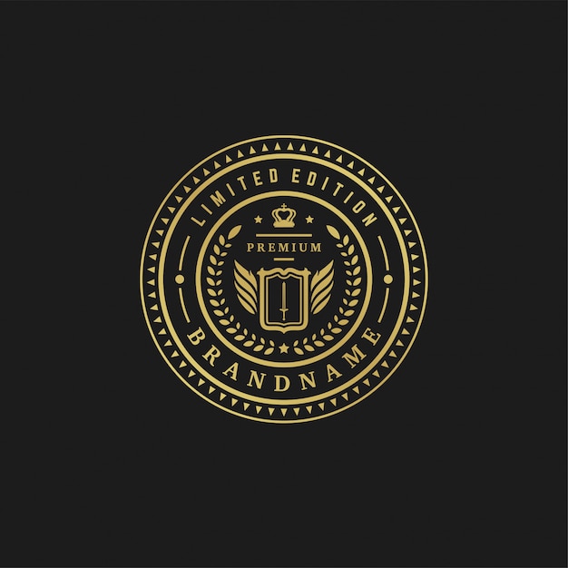 Prestigious Golden Emblem with Laurel Wreath and Stars | Jiffy Designs