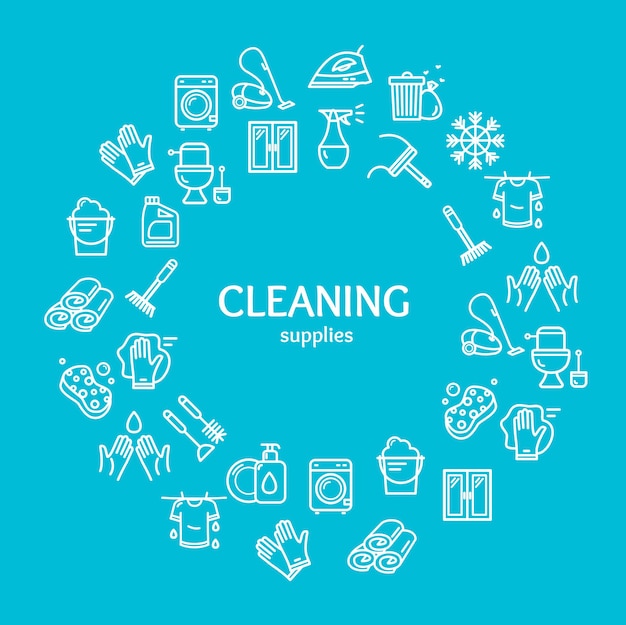 Comprehensive Cleaning Essentials: A Vibrant Icon Array | Jiffy Designs