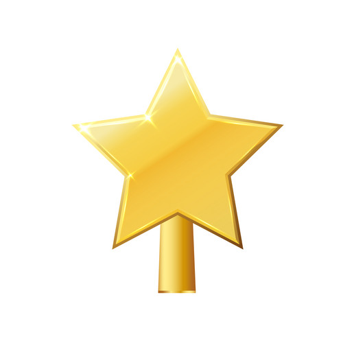 Christmas Gold Tree Topper Vector. 3d Realistic Golden Star Decoration ...