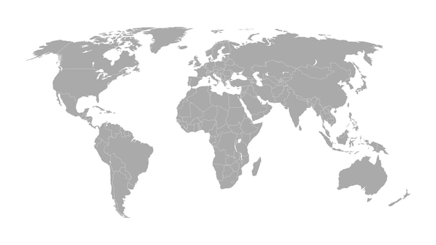 Monochrome Map of the World in Minimalist Style | Jiffy Designs
