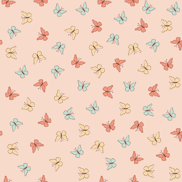 Pastel Butterfly Pattern on Cream Background | Jiffy Designs