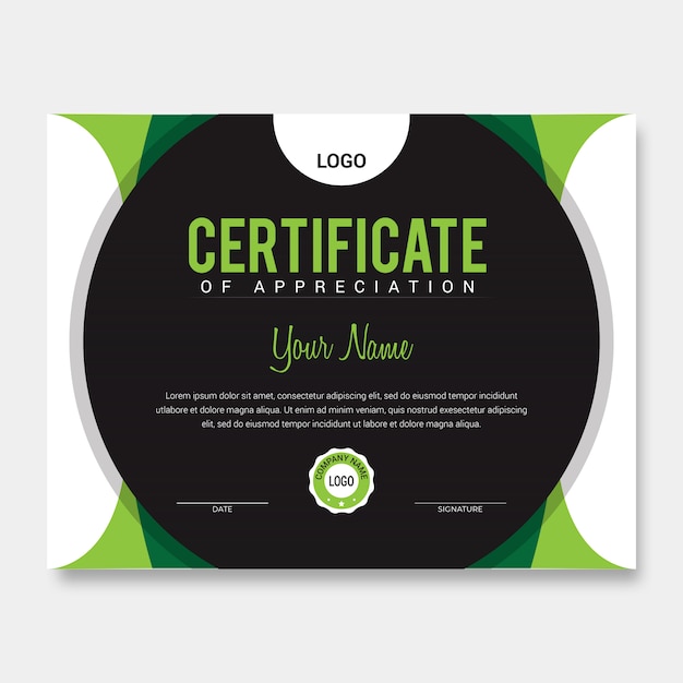 Modern Certificate Template with Green Geometric Shapes and Logo ...