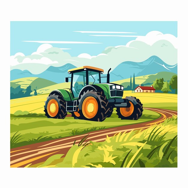 Powerful Tractor Navigating Scenic Countryside Landscape | Jiffy Designs