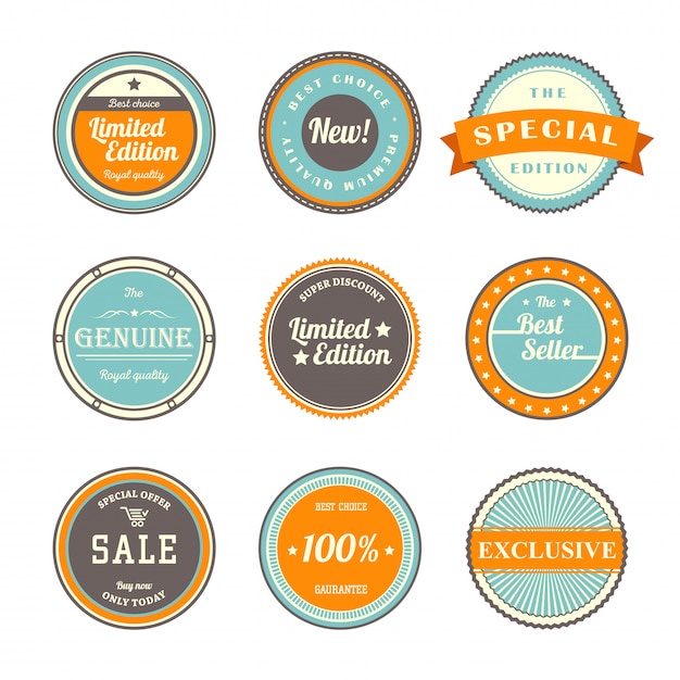 Retro-Inspired Badges and Emblems with Vibrant Colors and Vintage Flair ...