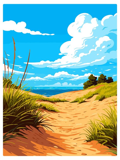 Serene Coastal Landscape with Dunes and Clouds | Jiffy Designs