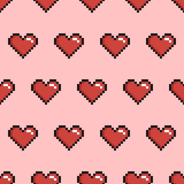 Charming Pixel Art Heart Pattern on Soft Pink Background | Jiffy Designs