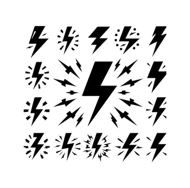 Dynamic Lightning Bolt Silhouettes in Striking Monochrome | Jiffy Designs