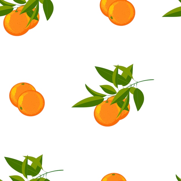 Vibrant Orange Fruit Pattern with Leaves on White Background | Jiffy ...