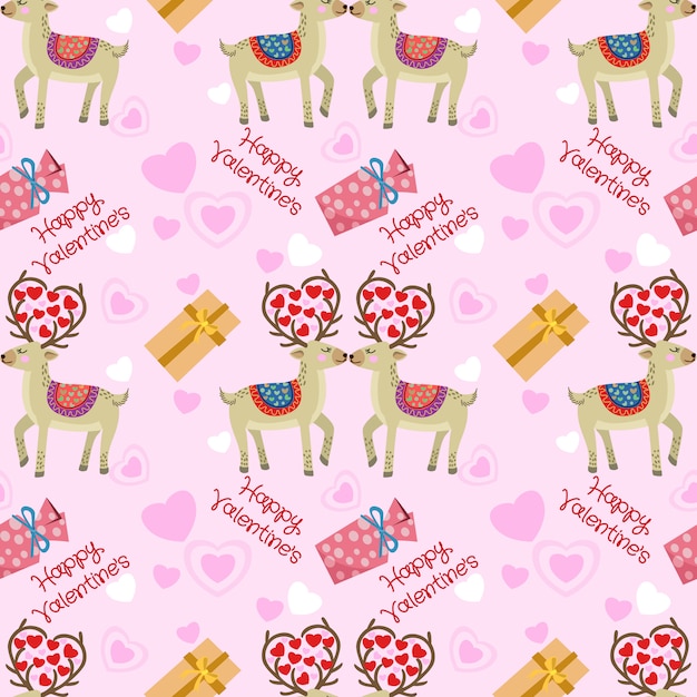 Whimsical Pink Pattern with Cute Llamas and Heart Shapes | Jiffy Designs