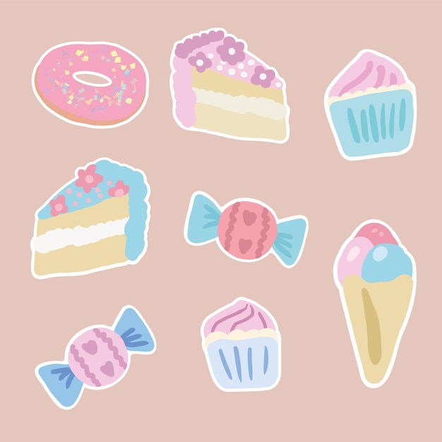 Delightful Dessert Sticker Collection: Donuts, Cakes, and Sweets ...