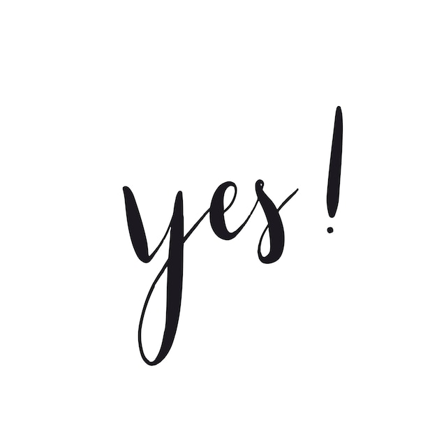 Stylish 'Yes!' Typography Design in Sleek Black Calligraphy | Jiffy Designs