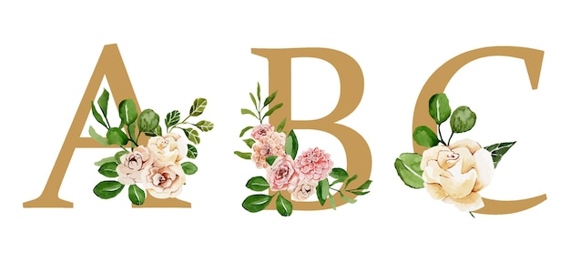 Elegant Floral Alphabet Letters ABC with Roses and Foliage | Jiffy Designs