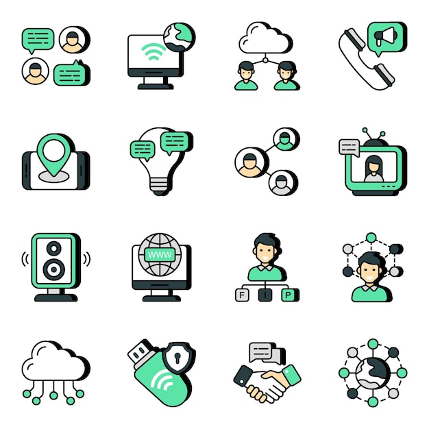 Vibrant Icons Depicting Modern Communication and Collaboration | Jiffy ...