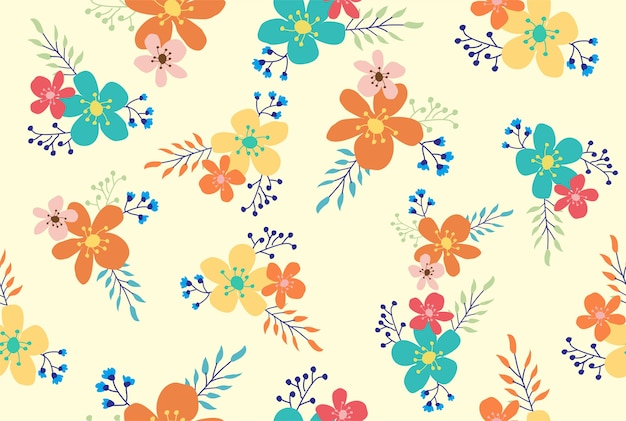 Vibrant Floral Pattern with Blooms and Foliage | Jiffy Designs