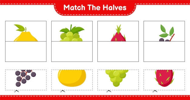 Vibrant Fruit Collection: Match the Halves | Jiffy Designs
