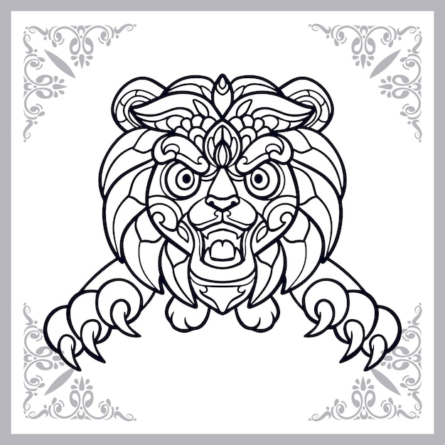 Majestic Tribal Lion Emblem with Ornate Borders | Jiffy Designs