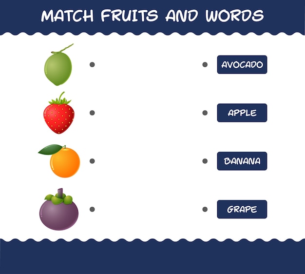 Vibrant Fruit Matching Game with Descriptive Word Pairings | Jiffy Designs