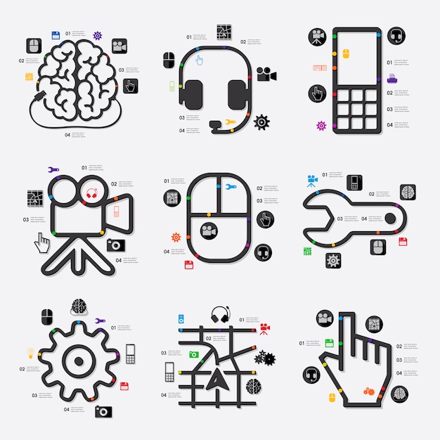 Vibrant Technology Symbols: Interconnected Digital Icons | Jiffy Designs