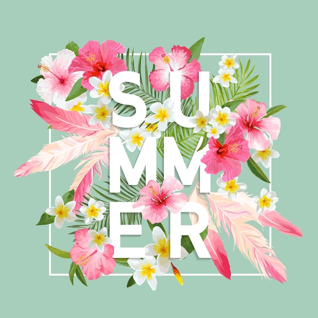 Vibrant Tropical Floral Arrangement with Summer Typography | Jiffy Designs