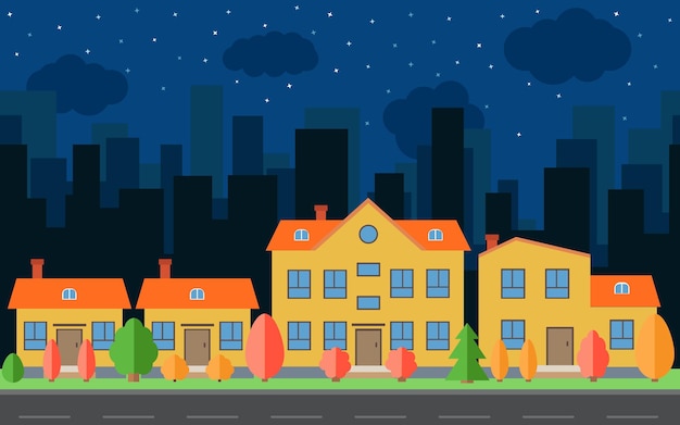 Vibrant Suburban Skyline Under Starry Night Sky | Jiffy Designs