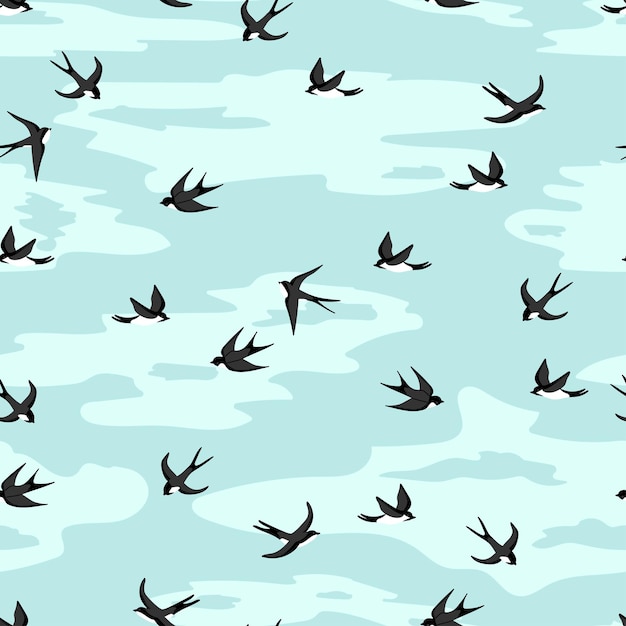 Flock of Birds in Flight Against Cloudy Sky Pattern | Jiffy Designs