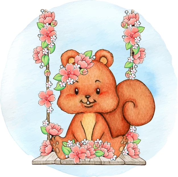 Whimsical Floral Bear Illustration with Vines and Blooms | Jiffy Designs