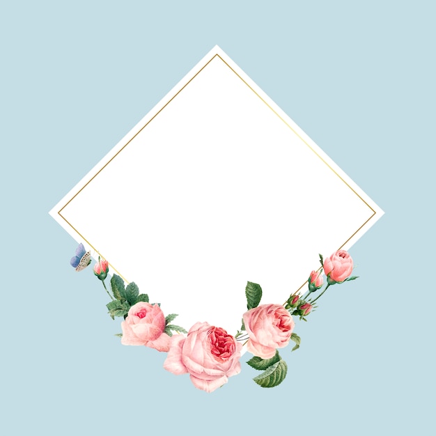Elegant Floral Frame with Vibrant Roses and Greenery | Jiffy Designs