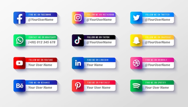 Vibrant Social Media Icons with User Handles | Jiffy Designs
