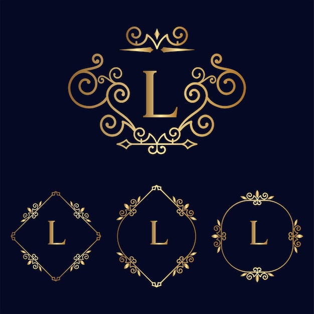 Elegant Golden Monogram Emblem Collection with Ornate Frames | Jiffy ...