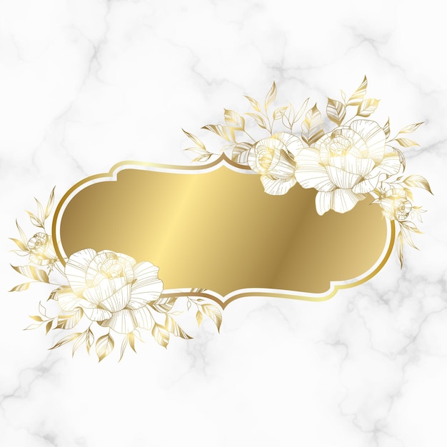 Elegant Floral Frame on Marble Backdrop with Golden Accents | Jiffy Designs