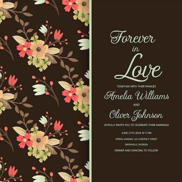 Elegant Floral Wedding Invitation with Couple's Names | Jiffy Designs