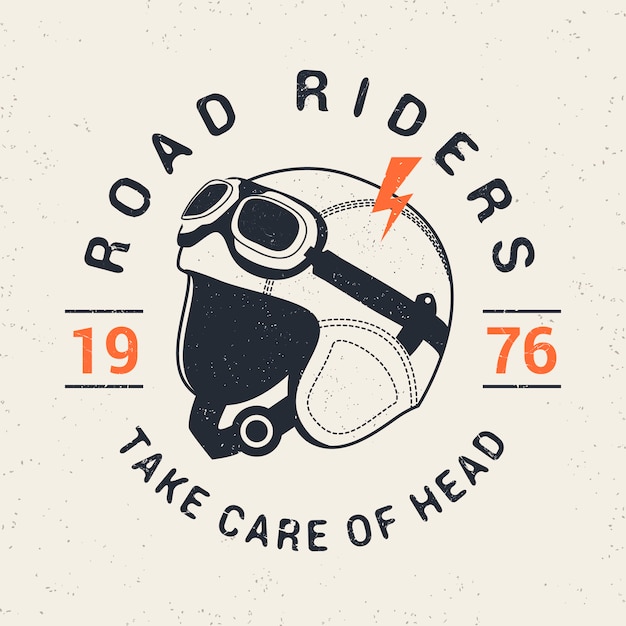 Vintage Road Riders Motorcycle Helmet Emblem | Jiffy Designs