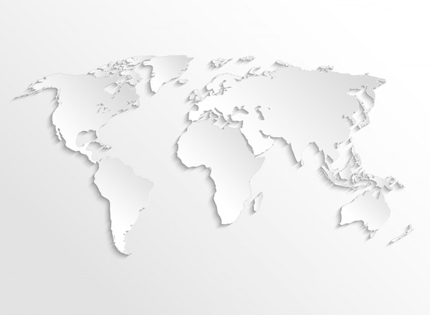 Minimalist Outline of the Continents on a Stark White Background ...