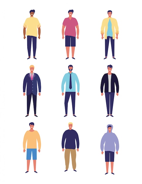 Diverse Group of Men in Casual and Formal Attire | Jiffy Designs